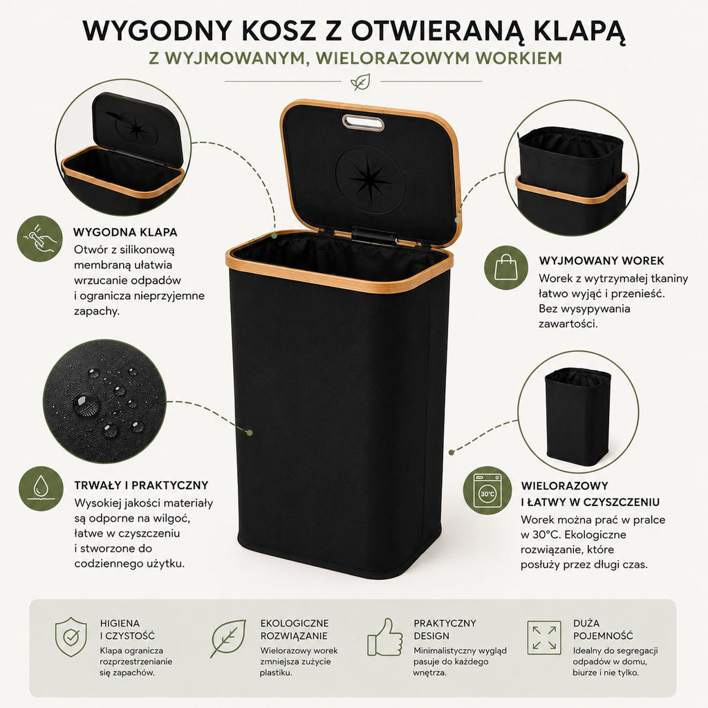Kosz na Butelki i Puszki Kaucyjne 100L | Wymieny Worek | Składany Organizer do Segregacji