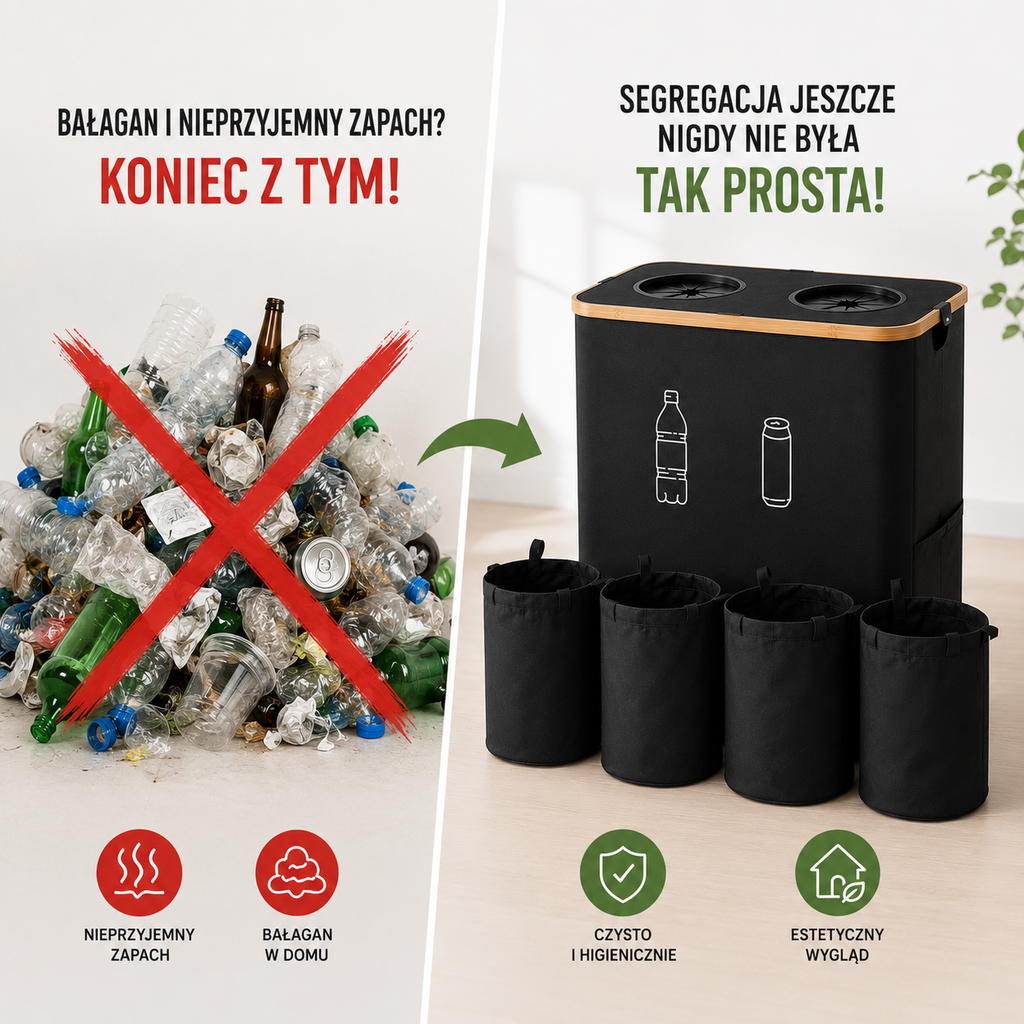 Kosz Dwukomorowy do segregacji odpadów 170L