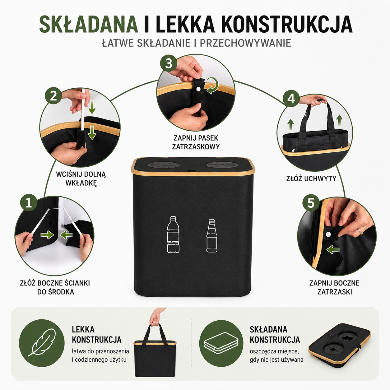 Kosz Dwukomorowy do segregacji odpadów 170L