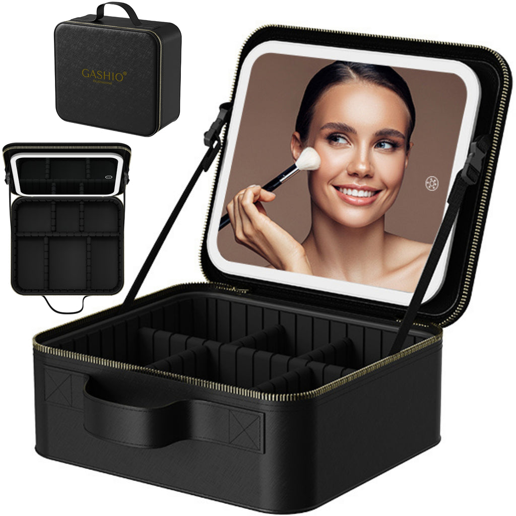 Podróżna kosmetyczka z lusterkiem LED organizer kosmetyczny bezprzewodowy